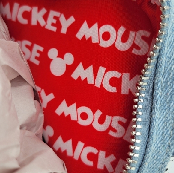 Loungefly Disney Mickey Face Denim Backpack & Wallet Bundle - Picture 6 of 10
